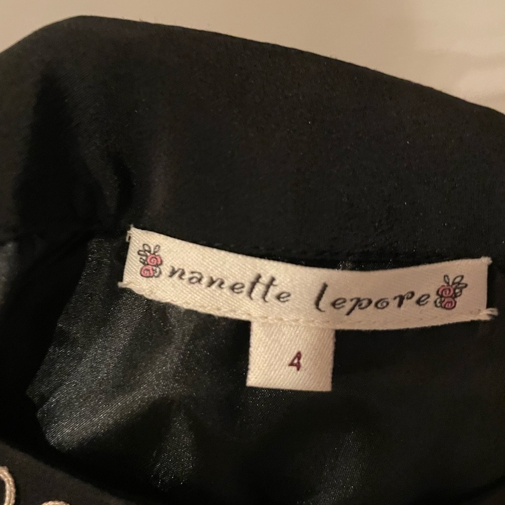 Nanette Lepore Black and Cream Embroidered Dress
